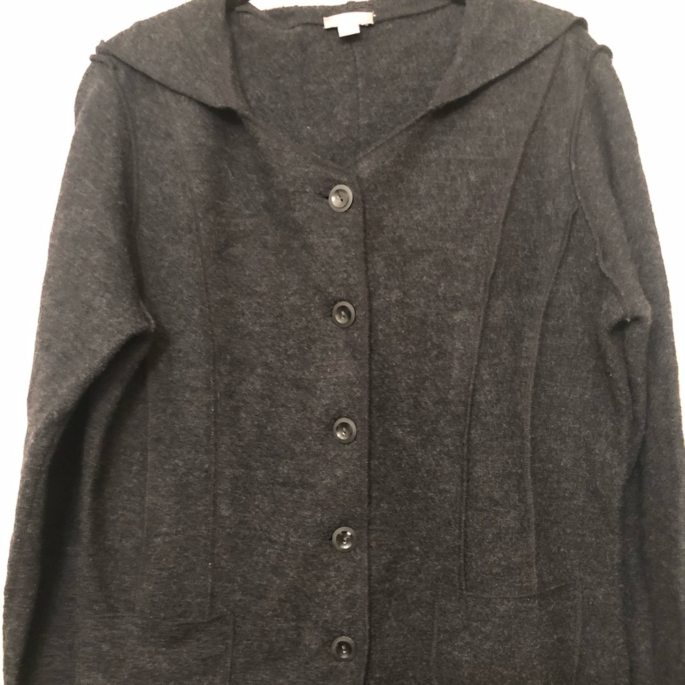 J. Jill 100% Wool Hooded Button-up Jacket Size M